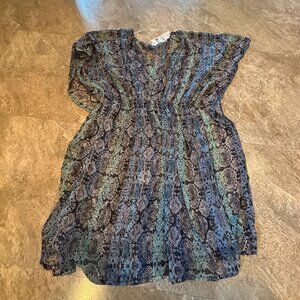 Cruise Club Multicolored Blue Cinch Swimsuit Beach Cover up - One Size - NWT